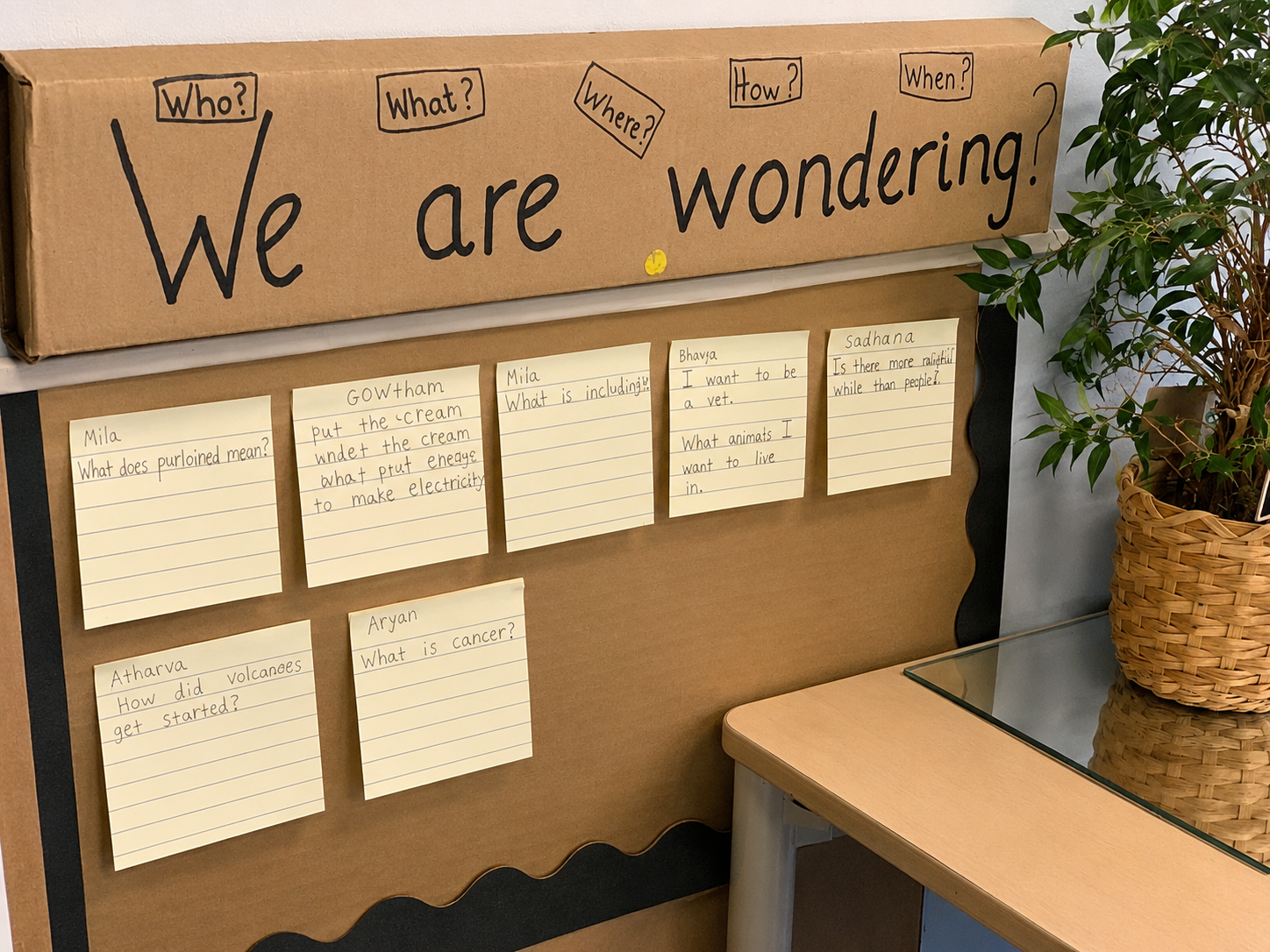 Authentic student voice present on the classroom wall